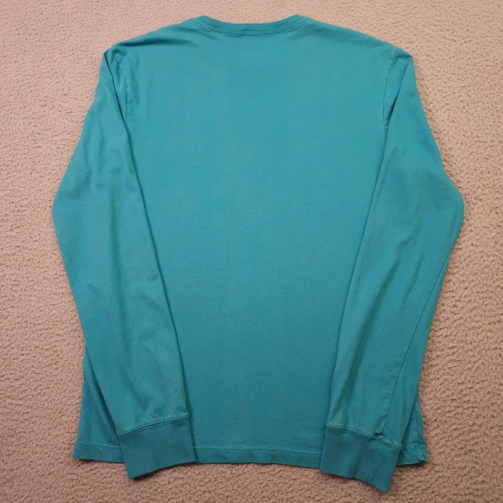 J Crew Long Sleeve T-Shirt Mens Medium Teal Washed Cotton Crew Neck Long Sleeve